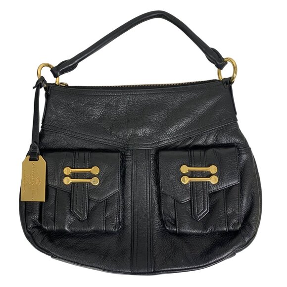 RLL Lauren Ralph Lauren Black Leather Bermondsey Hobo Shopper Shoulder Bag Charm